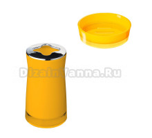 Набор Стакан Ridder Disco 2103204, для зубных щеток, желтый + Мыльница 2103304, желтая
