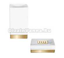 Набор Стакан Spirella Roma White 1017976 белый, золотой + Мыльница White 1017978 белая, золотая