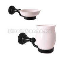 Набор Стакан Rav Slezak Morava MKA0201CMAT, черный матовый + Мыльница MKA0300CMAT настенная, черная, белая