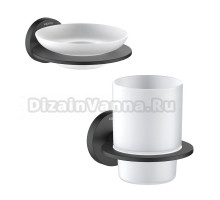Набор Стакан AQUATEK Оберон AQ4204MB матовый черный + Мыльница AQ4203MB матовый черный