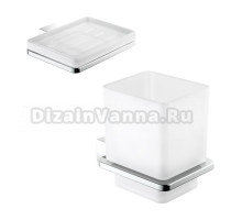 Набор Стакан Timo Torne 43033/00, хром + Мыльница 43022/00 настенная, стеклянная, хром