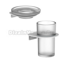 Набор Стакан IDDIS Noa NOAWTG0i45, белый матовый + Мыльница NOAWTG0i42 настенная, стеклянная, белая