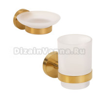Набор Стакан Bemeta Sablo 160110012 gold matt + Мыльница 160108042 матовое золото
