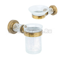 Набор Стакан Boheme Murano Cristal 10904-CRST-BR бронза + Мыльница 10903-CRST-BR бронза
