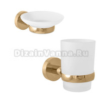 Набор Стакан Rav Slezak Colorado COA0201Z, золото + Мыльница COA0300Z настенная, стеклянная, золотая