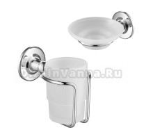 Набор Стакан Timo Nelson + Мыльница 150021/00 настенная, стеклянная, хром