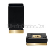 Набор Стакан Spirella Roma Black 1017980 черный, золотой + Мыльница Black 1017982 черная, золотая