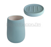 Набор Стакан АкваЛиния Soft B4333A-2B голубой + Мыльница B4333A-4B голубая