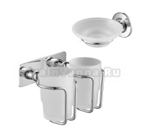 Набор Стакан Timo Nelson 150032/00, двойной + Мыльница 150021/00 настенная, стеклянная, хром