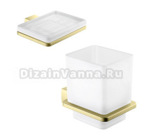 Набор Стакан Timo Torne 43033/17, золото матовое + Мыльница 43022/17 настенная, стеклянная, золотая