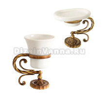 Набор Стакан Migliore Edera 16905, бронза + Мыльница 16896, бронза