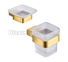 Набор Стакан Milacio Ultra MCU.951.GD, брашированное золото + Мыльница MCU.952.GD настенная, стеклянная, золотая