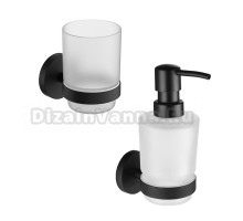 Набор Стакан Timo Saona 13031/03 черный + Дозатор 13039/03 черный