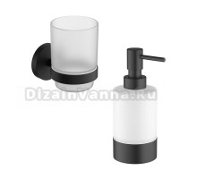 Набор Стакан Timo Saona 13031/03, черный + Дозатор 13239/03, черный матовый