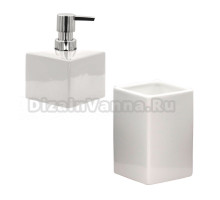 Набор Стакан Ridder Cube 2135101, белый + Дозатор 2135501, белый