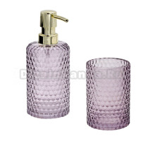 Набор Стакан Ridder Sherine 2166113 фиолетовый, стеклянный + Дозатор 2166513 настольный, золото