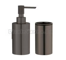 Набор Стакан Boheme Uno 10982-GM, gun metal + Дозатор 10977-GM, gun metal