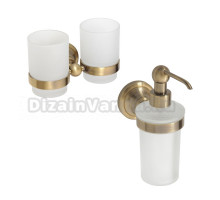 Набор Стакан Bemeta Retro 144110027, двойной + Дозатор 144109017, бронза