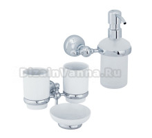 Набор Стакан Veragio Gialetta VR.GIL-6443.CR двойной, с мыльницей, хром + Дозатор VR.GIL-6470.CR хром