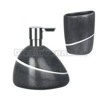 Набор Стакан Spirella Etna Stone 1013642 серый + Дозатор 1013643 серый, хром