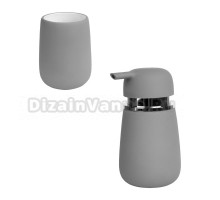Набор Стакан АкваЛиния Soft B4333A-2G серый + Дозатор B4333A-1G серый
