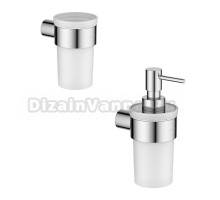 Набор Стакан AQUATEK Лира AQ4427CR настенный, хром, стеклянный + Дозатор AQ4405CR настенный, хром