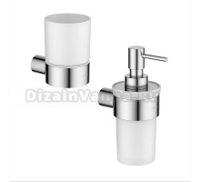 Набор Стакан AQUATEK Лира AQ4404CR настенный, хром, стеклянный + Дозатор AQ4405CR настенный, хром