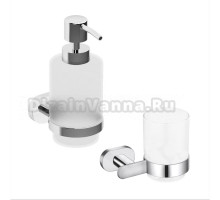 Набор Стакан Rav Slezak Yukon YUA0201CB, хром, белый + Дозатор YUA0303CB, хром, белый