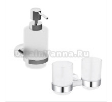 Набор Стакан Rav Slezak Yukon YUA0202CB, двойной, хром, белый + Дозатор YUA0303CB, хром, белый