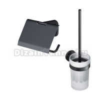 Набор Держатель AM.PM X-Joy A84341422 с крышкой, черный + Ершик A85A33322 черный