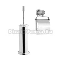 Набор Держатель Boheme Royal Cristal Chrome с крышкой + Ершик Royal Cristal Chrome напольный