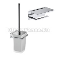 Набор Держатель AQUATEK Либра AQ4309CR с полкой для телефона, хром + Ершик AQ4310CR хром