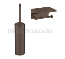 Набор Держатель Boheme Uno 10971-SGM, shine gun metal с полкой для телефона + Ершик 10979-SGM, shine gun metal