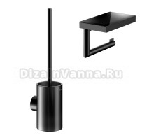 Набор Держатель Keuco Reva 12873379000, с полкой для телефона, черный + Ершик 12864379000, черный