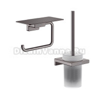 Набор Держатель Hansgrohe AddStoris 41772340, шлифованный черный хром + Ершик 41752340, шлифованный черный хром