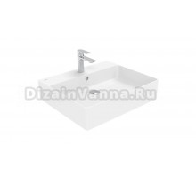 Накладная раковина Creavit Volga VX260-00CB00E-0000 60 глянцевая белая, прямоугольная, с 1 отверстием под смеситель