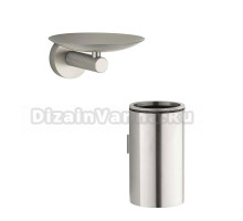 Набор Стакан Boheme Uno 10974-NB, nikel brush + Мыльница 10973-NB, nikel brush