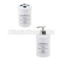 Набор Стакан АкваЛиния Белый металл B0366S + Дозатор B0364S