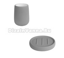 Набор Стакан АкваЛиния Soft B4333A-2G серый + Мыльница B4333A-4G серая