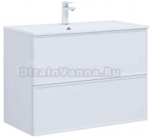 Тумба под раковину без столешницы Aquanet Арт 90 подвесная, белая матовая