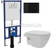 Комплект 3 в 1 Унитаз подвесной DIWO Углич 0710 + Инсталляция 4501 + Кнопка 7313 цвет матовый черный