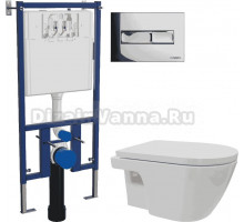 Комплект 3 в 1 Унитаз подвесной DIWO Углич 0710 + Инсталляция 4501 + Кнопка 7322 цвет глянцевый хром