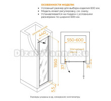 Душевая дверь в нишу RGW Dolphin 54930306-11 TN-03 60х195, профиль хром, стекло прозрачное