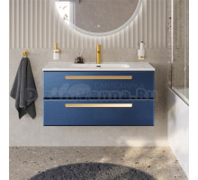 Тумба с раковиной Cezares Eco Cer-N 100 sapfiro, раковина Duet 100, ручки сатиновое золото