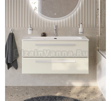 Тумба с раковиной Cezares Eco Cer-N 100 брашированная альпака, раковина Eco 100, ручки сатин