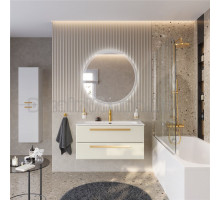 Мебель для ванной комнаты Cezares Eco Cer-N 100 брашированная альпака, раковина Eco 100, ручки сатиновое золото