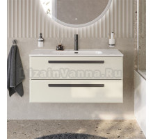 Тумба с раковиной Cezares Eco Cer-N 100 брашированная альпака, раковина Duet 100, ручки матовые черные