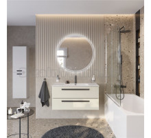 Мебель для ванной комнаты Cezares Eco Cer-N 100 брашированная альпака, раковина Duet 100, ручки матовые черные