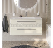 Тумба с раковиной Cezares Eco Cer-N 100 брашированная альпака, раковина Duet 100, ручки серые