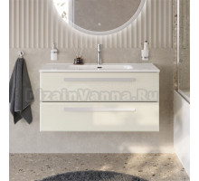 Тумба с раковиной Cezares Eco Cer-N 100 брашированная альпака, раковина Duet 100, ручки сатин